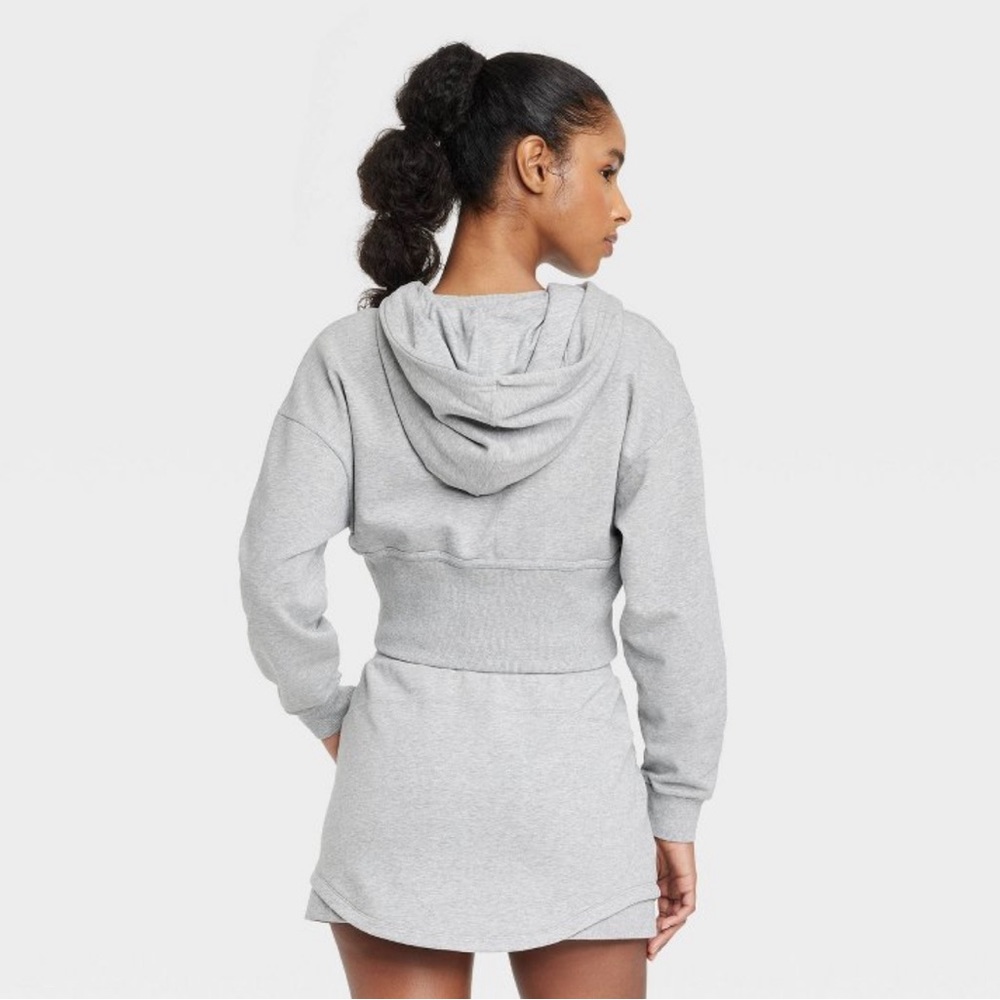 NWT Joylab Full Zip French Terry Cropped Hooded Sweatshirt. Size S.